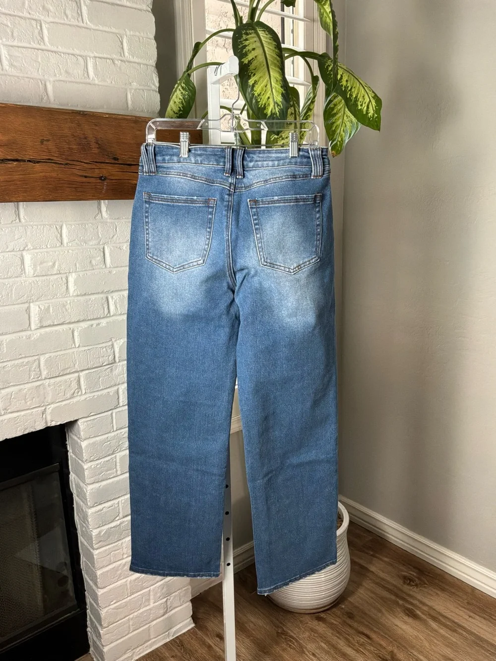 Flamingals Wash Mid Waist Straight Leg Jeans